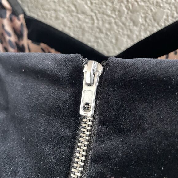 FRAME Blouse Womens Small Black velvet sweetheart neck Exposed Zipper Party Chic - Picture 6 of 13